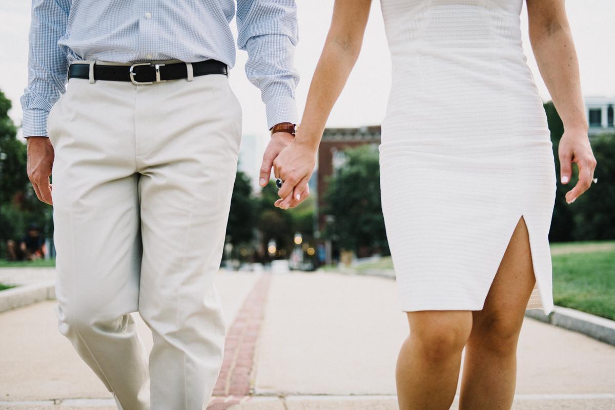 Couple walking comfortably